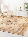 Tabriz Tapestries Collection Area Rug - Azerbaijan (Ivory) Square Ivory  lifestyle 25