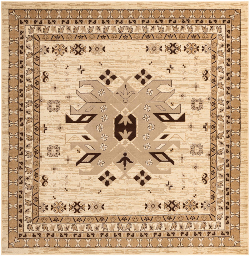 Tabriz Tapestries Collection Area Rug - Azerbaijan (Ivory) Square Ivory  lifestyle 17