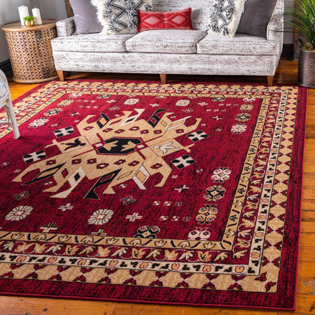 Tabriz Tapestries Collection Area Rug - Azerbaijan (Red)