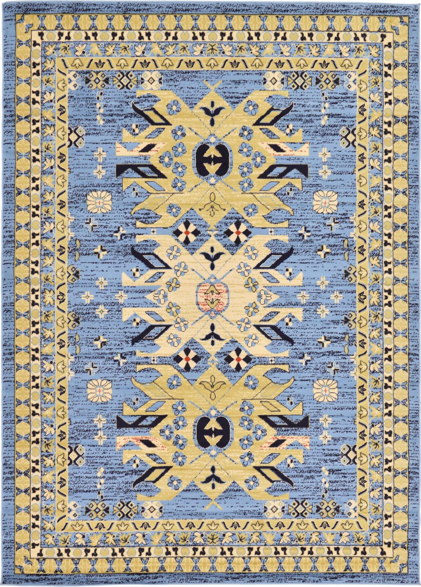 Tabriz Tapestries Collection Area Rug - Azerbaijan (Light Blue)