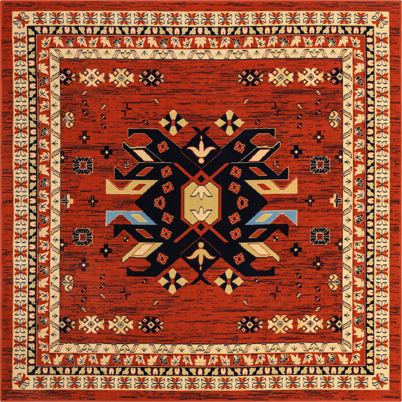 Tabriz Tapestries Collection Area Rug - Azerbaijan (Terracotta) Square Terracotta  lifestyle 18