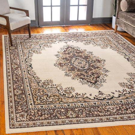 Tabriz Tapestry Collection Area Rug - Azerbaijan (Ivory)