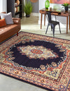 Tabriz Tapestry Collection Area Rug - Azerbaijan (Navy Blue) Square Navy Blue  lifestyle 26