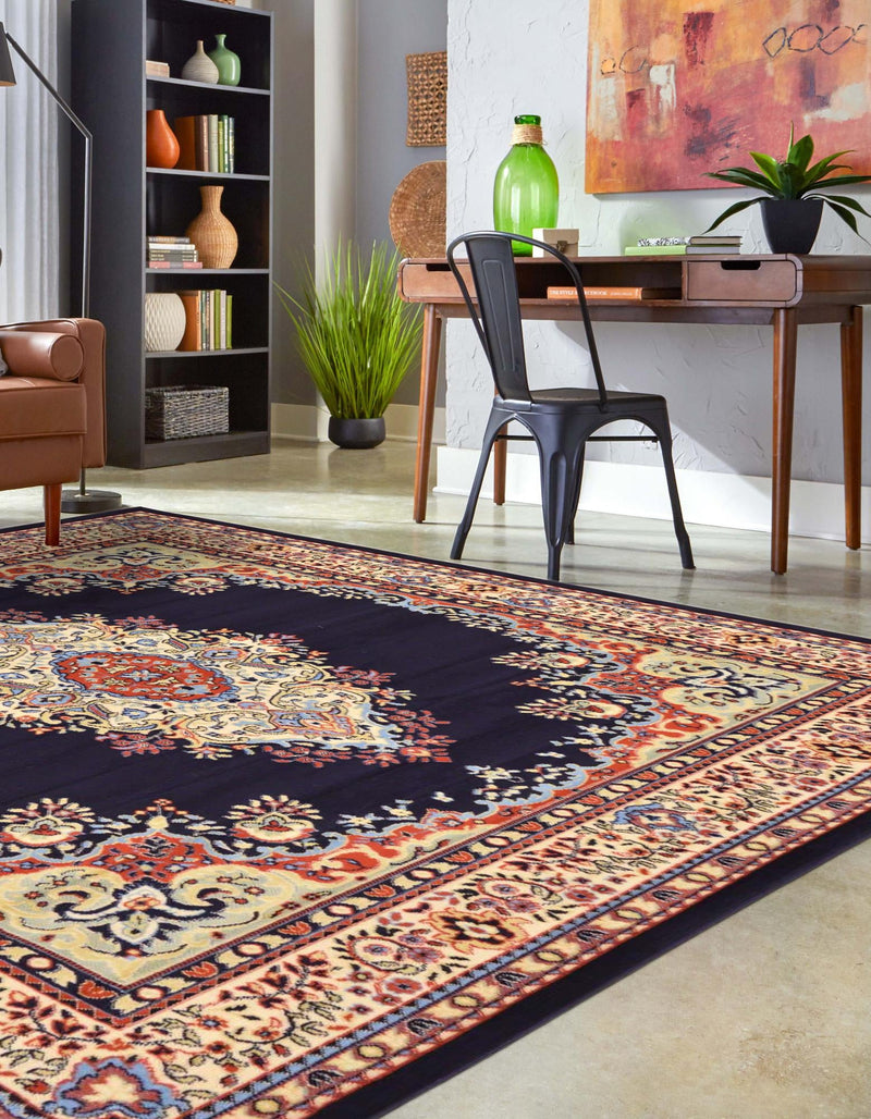 Tabriz Tapestry Collection Area Rug - Azerbaijan (Navy Blue) Square Navy Blue  lifestyle 32