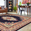 Tabriz Tapestry Collection Area Rug - Azerbaijan (Navy Blue) Square Navy Blue  lifestyle 67