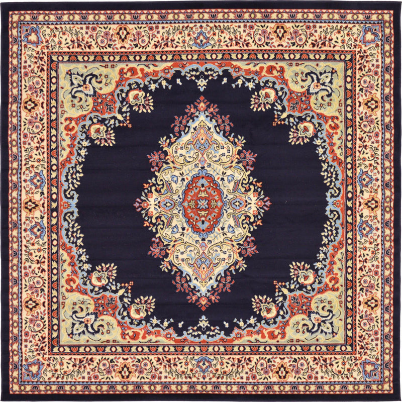 Tabriz Tapestry Collection Area Rug - Azerbaijan (Navy Blue) Square Navy Blue  lifestyle 23