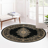 Tabriz Tapestry Collection Area Rug - Azerbaijan (Black) Round Black  lifestyle 84