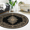 Tabriz Tapestry Collection Area Rug - Azerbaijan (Black) Round Black  lifestyle 86