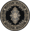 Tabriz Tapestry Collection Area Rug - Azerbaijan (Black) Round Black  lifestyle 19