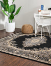 Tabriz Tapestry Collection Area Rug - Azerbaijan (Black) Square Black  lifestyle 30