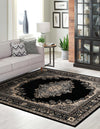 Tabriz Tapestry Collection Area Rug - Azerbaijan (Black) Square Black  lifestyle 34