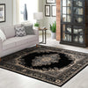 Tabriz Tapestry Collection Area Rug - Azerbaijan (Black) Square Black  lifestyle 90