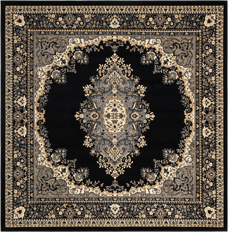 Tabriz Tapestry Collection Area Rug - Azerbaijan (Black) Square Black  lifestyle 20