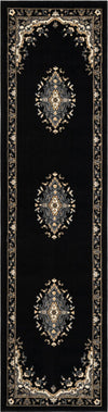 Tabriz Tapestry Collection Area Rug - Azerbaijan (Black) Runner Black  lifestyle 21