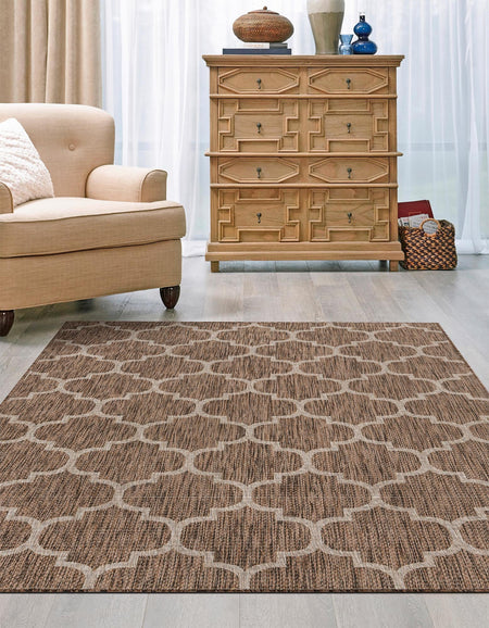 Seaside Lattice Collection Area Rug - Arbor (Brown)