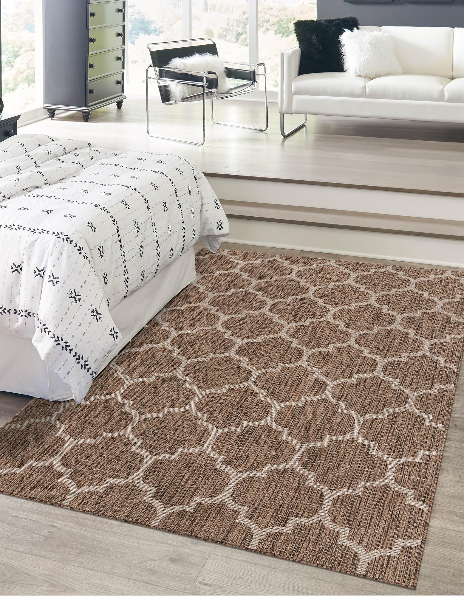 Seaside Lattice Collection Area Rug - Arbor (Brown)