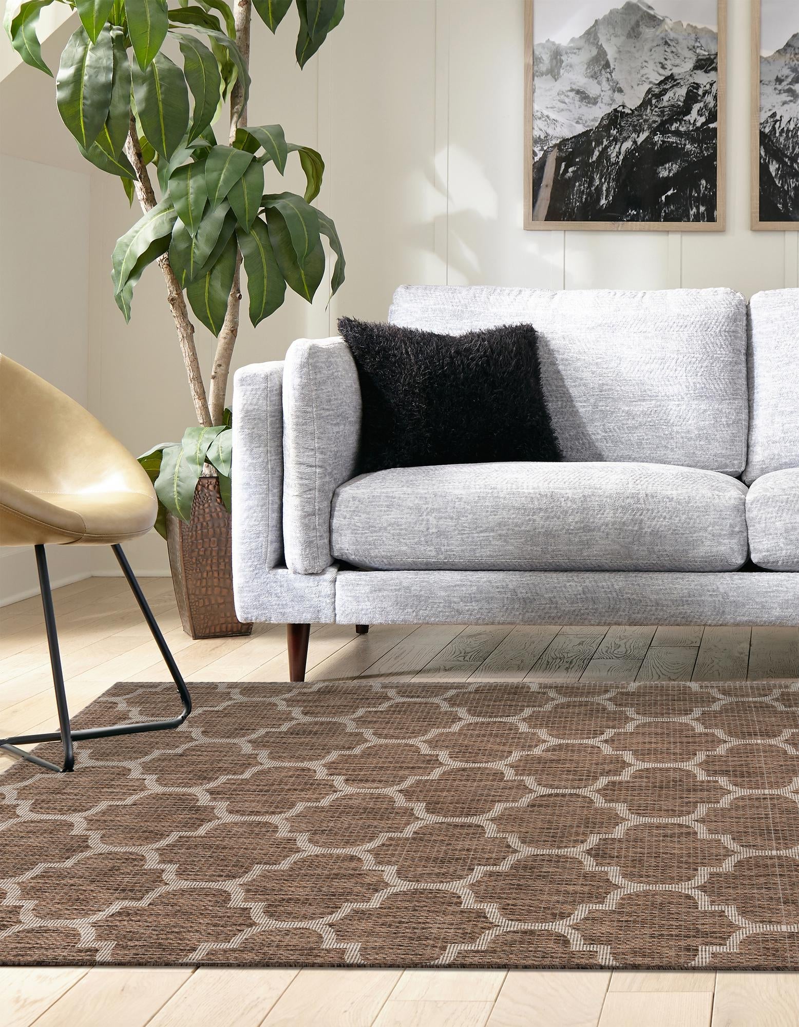 Seaside Lattice Collection Area Rug - Arbor (Brown)