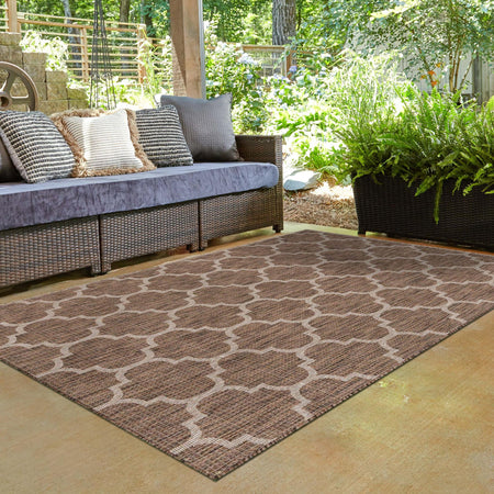 Seaside Lattice Collection Area Rug - Arbor (Brown)