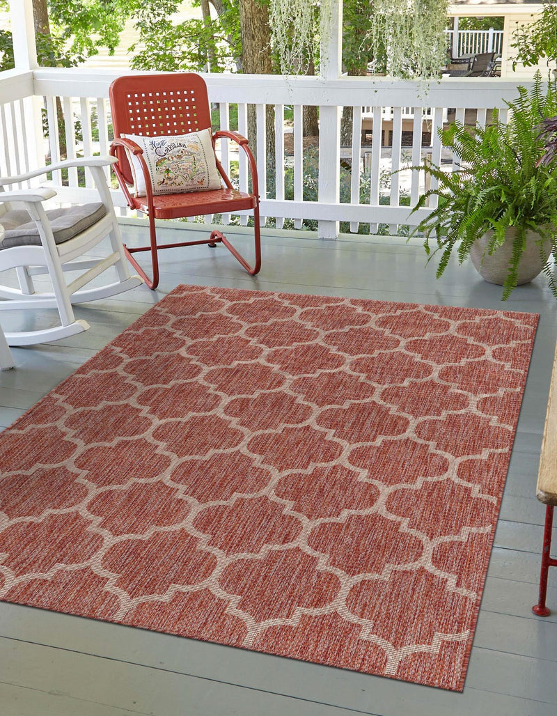 Garden Lattice Oasis Collection Area Rug - Arbor (Rust Red) Rectangle Rust Red  lifestyle 0