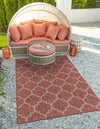 Garden Lattice Oasis Collection Area Rug - Arbor (Rust Red) Rectangle Rust Red  lifestyle 6