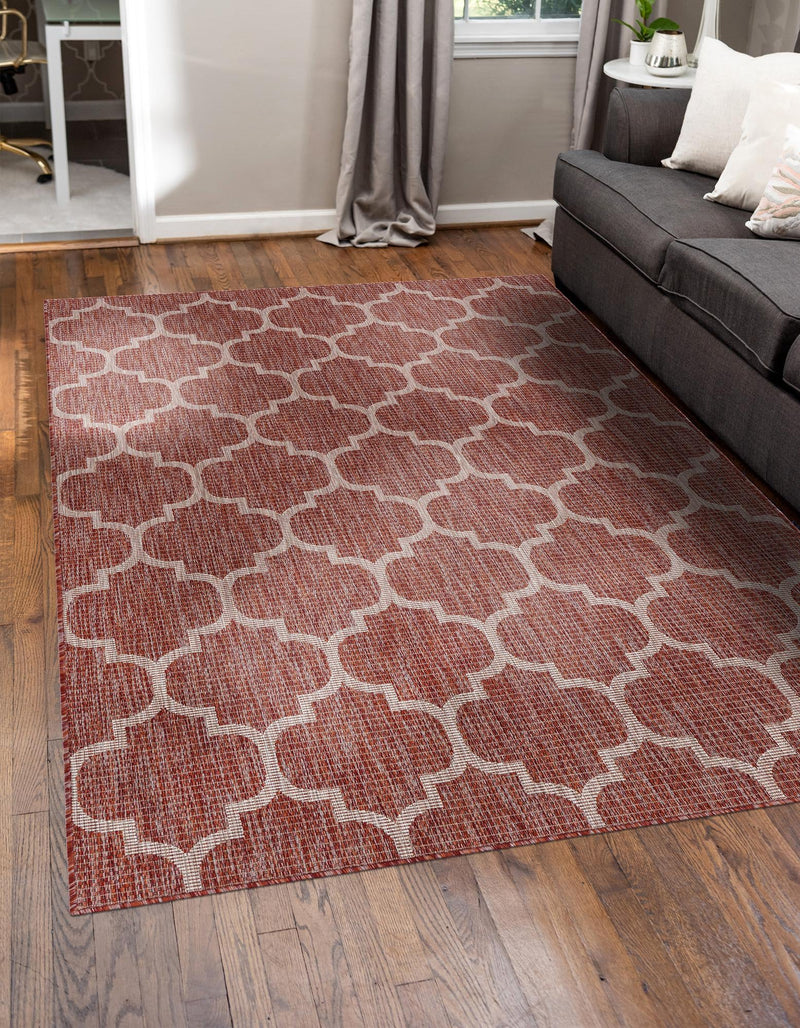 Garden Lattice Oasis Collection Area Rug - Arbor (Rust Red) Rectangle Rust Red  lifestyle 7