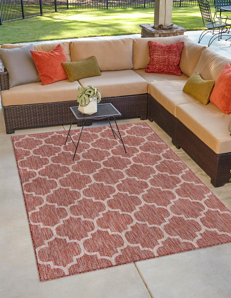 Garden Lattice Oasis Collection Area Rug - Arbor (Rust Red) Rectangle Rust Red  lifestyle 9