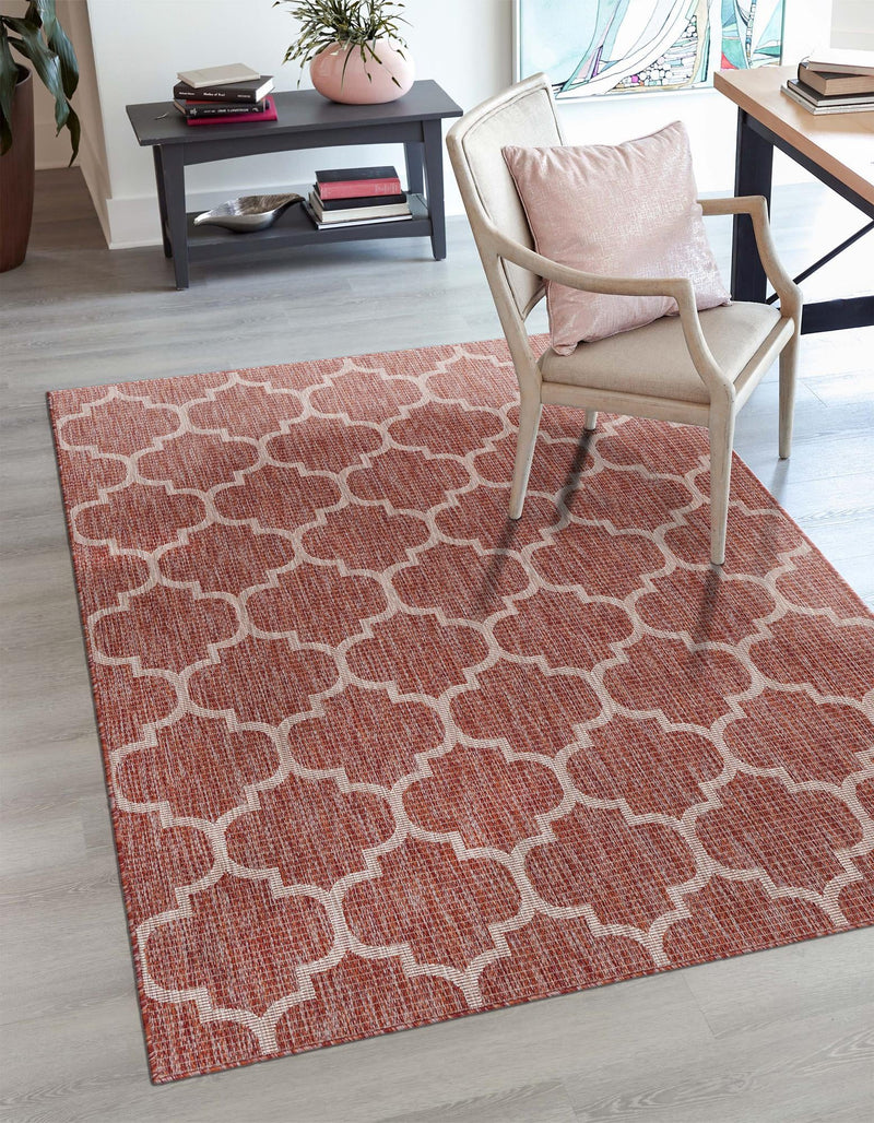 Garden Lattice Oasis Collection Area Rug - Arbor (Rust Red) Rectangle Rust Red  lifestyle 12