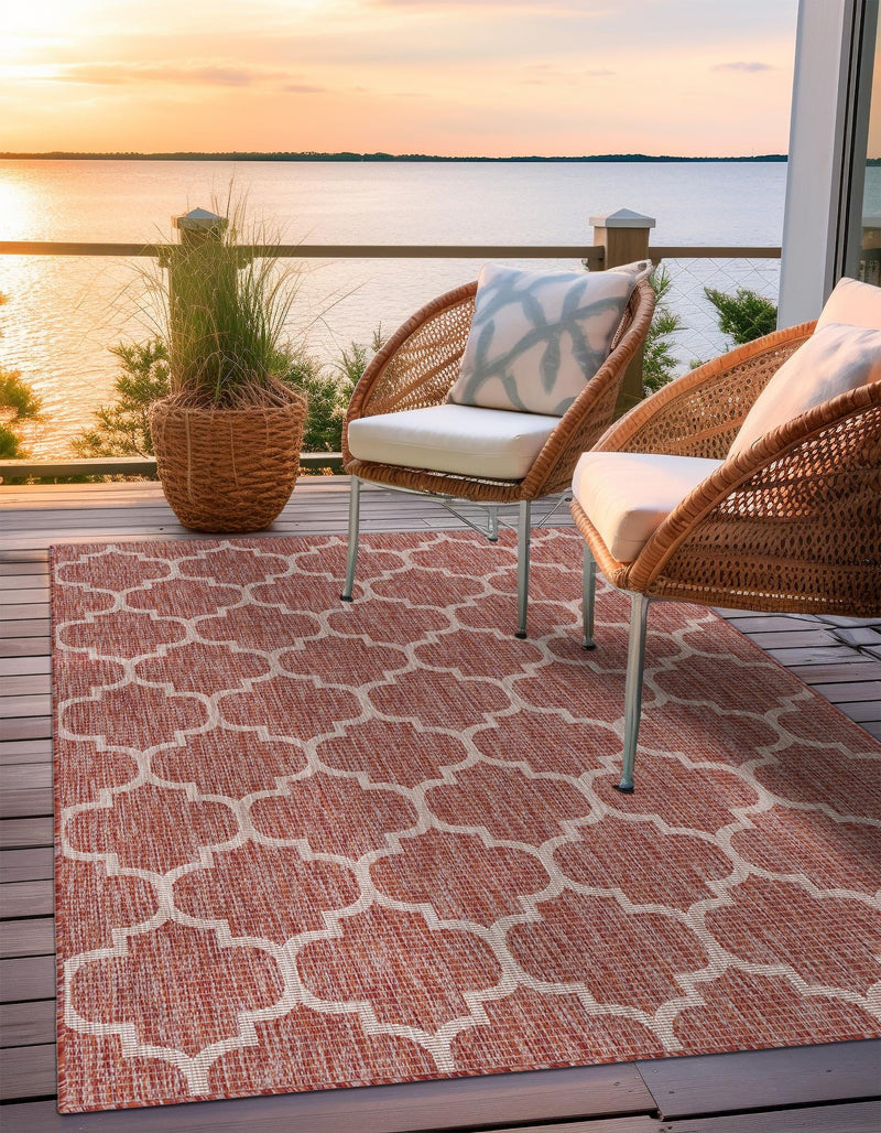 Garden Lattice Oasis Collection Area Rug - Arbor (Rust Red) Rectangle Rust Red  lifestyle 13