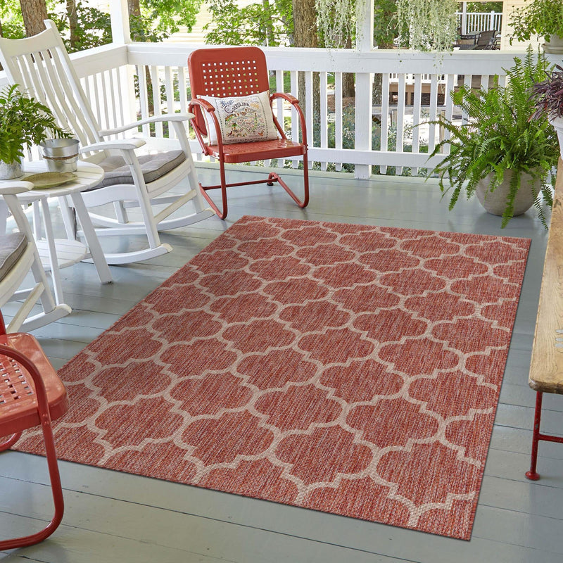 Garden Lattice Oasis Collection Area Rug - Arbor (Rust Red) Rectangle Rust Red  lifestyle 25