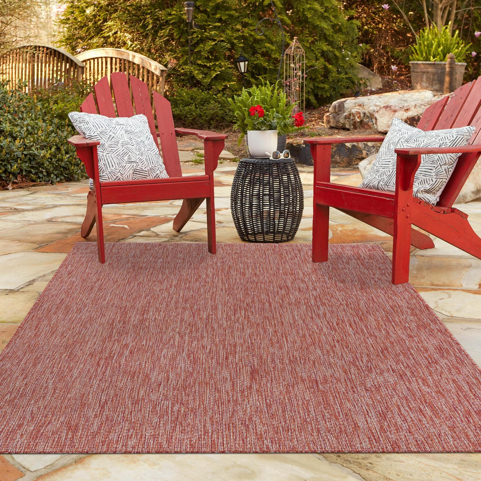 Seaside Serenity Collection Area Rug - Veranda (Rust Red)