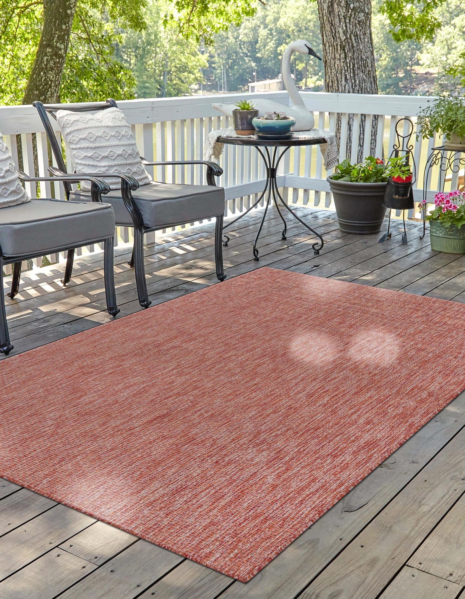 Seaside Serenity Collection Area Rug - Veranda (Rust Red)