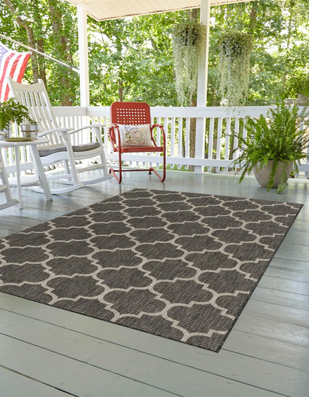 Seaside Lattice Collection Area Rug - Arbor (Black)