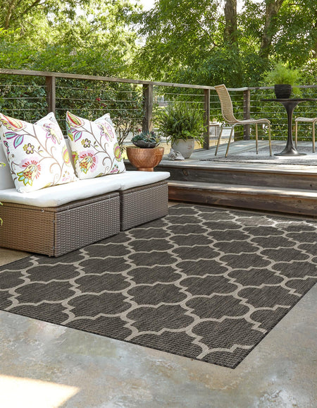 Seaside Lattice Collection Area Rug - Arbor (Black)