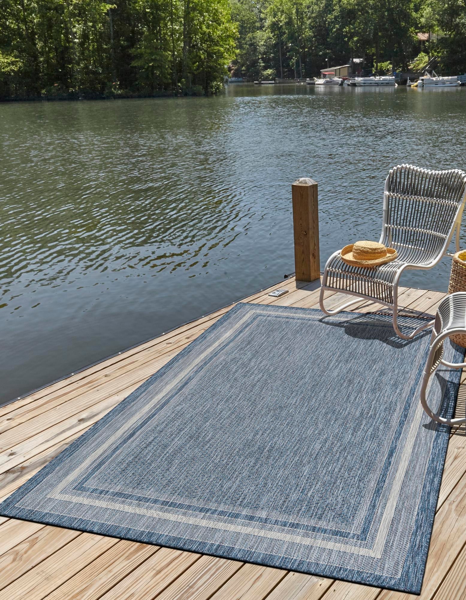 Terrace Fringe Collection Area Rug - Veranda (Blue)