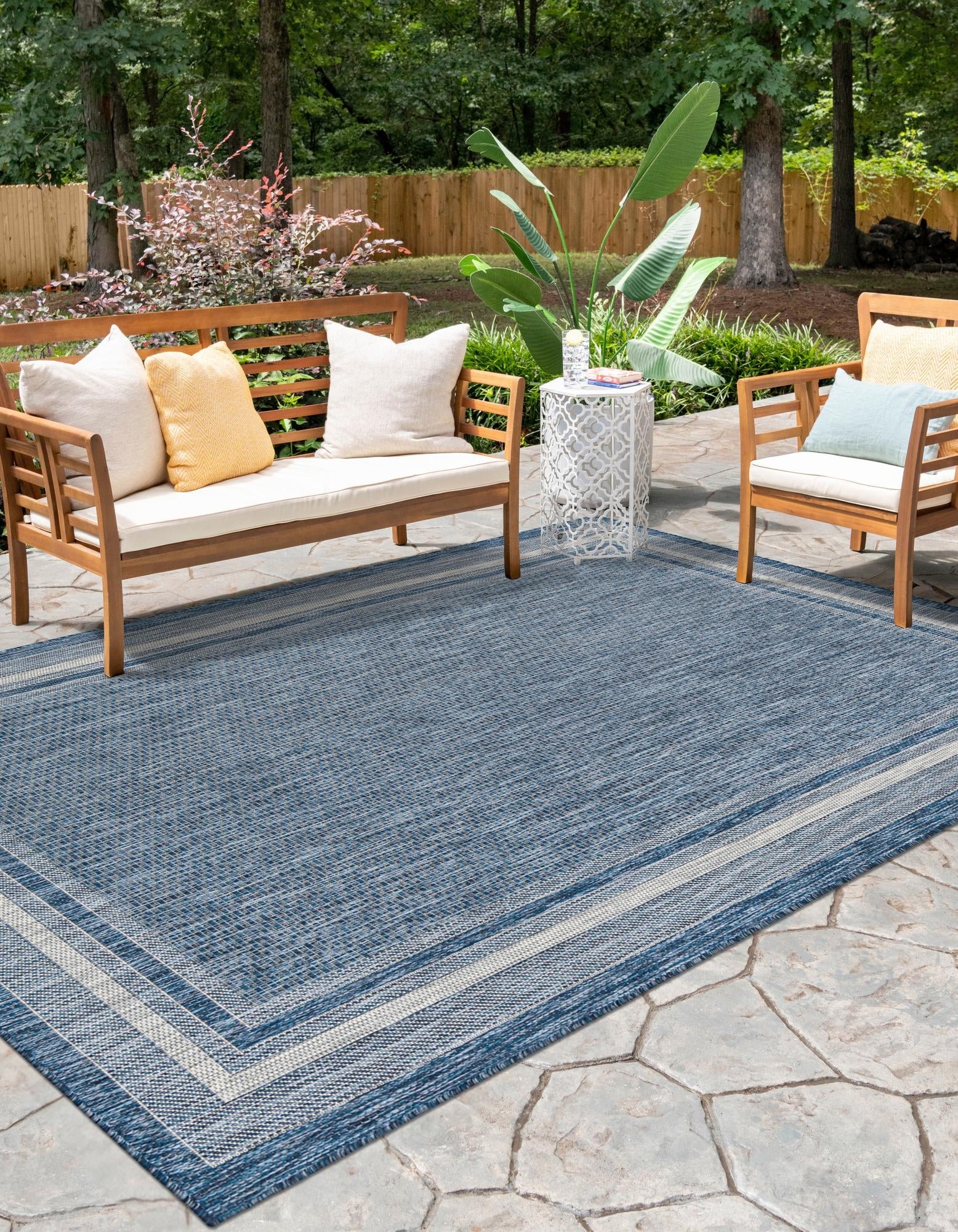 Terrace Fringe Collection Area Rug - Veranda (Blue)