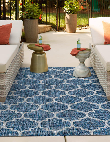 Seaside Lattice Collection Area Rug - Arbor (Navy Blue)