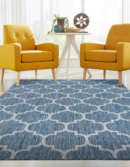 Seaside Lattice Collection Area Rug - Arbor (Navy Blue)