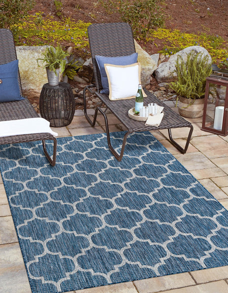 Seaside Lattice Collection Area Rug - Arbor (Navy Blue)