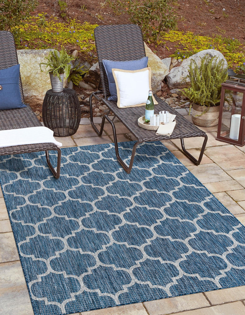 Garden Lattice Oasis Collection Area Rug - Arbor (Navy Blue) Rectangle Navy Blue  lifestyle 10