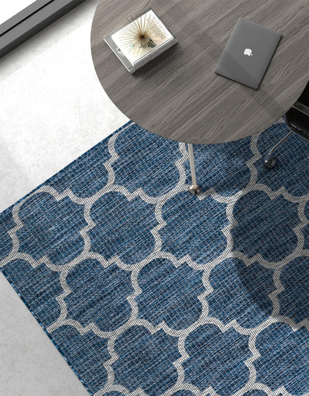 Seaside Lattice Collection Area Rug - Arbor (Navy Blue)