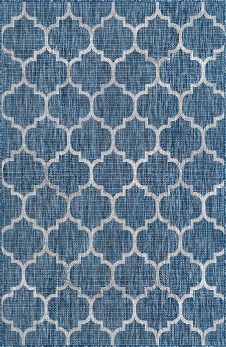 Seaside Lattice Collection Area Rug - Arbor (Navy Blue)