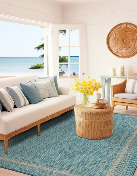 Terrace Fringe Collection Area Rug - Veranda (Aquamarine)