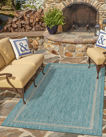 Terrace Fringe Collection Area Rug - Veranda (Aquamarine)