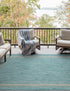 Terrace Fringe Collection Area Rug - Veranda (Aquamarine)