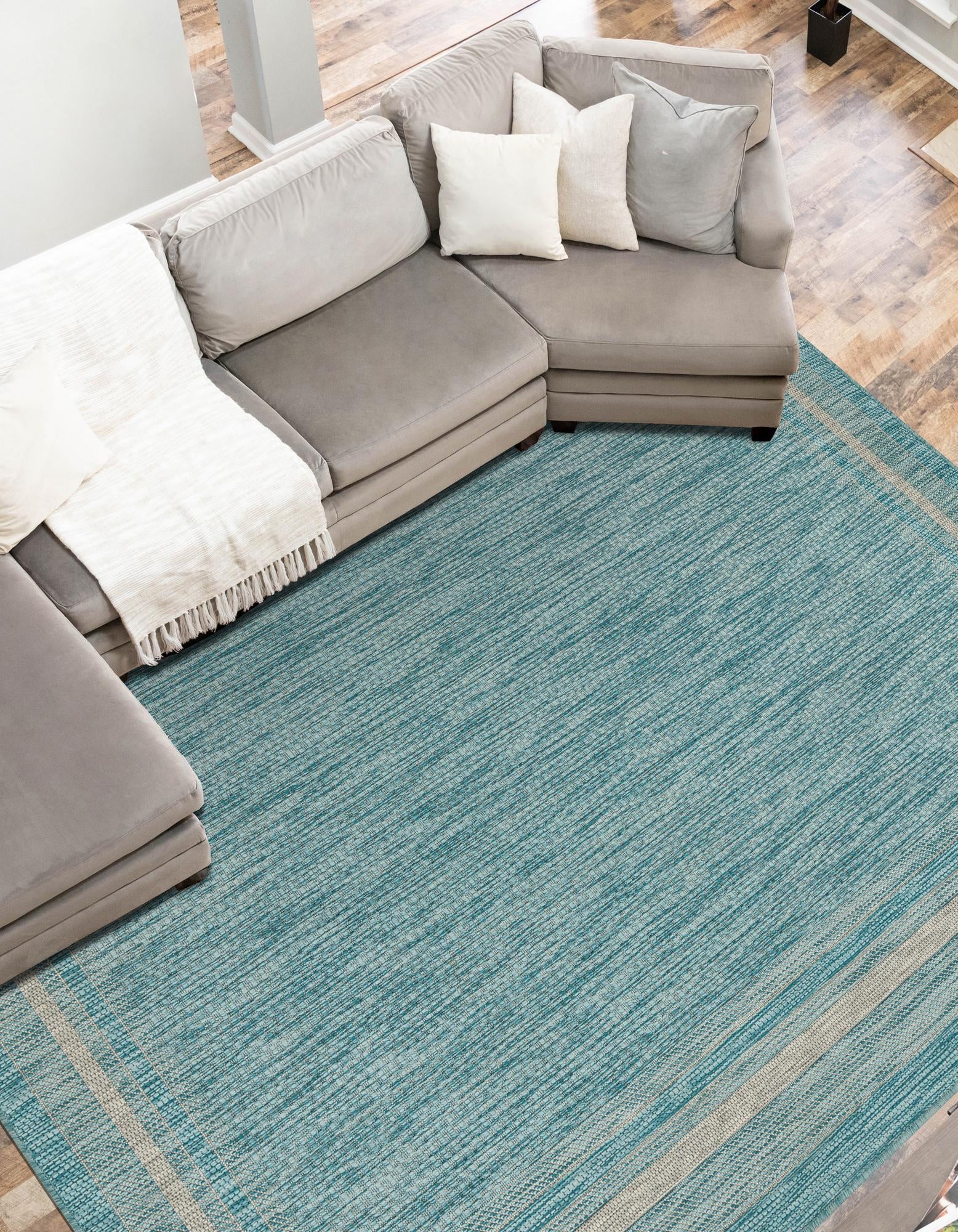 Terrace Fringe Collection Area Rug - Veranda (Aquamarine)