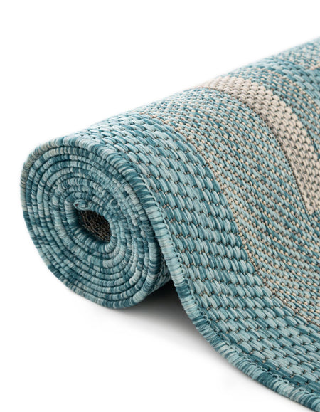 Terrace Fringe Collection Area Rug - Veranda (Aquamarine)