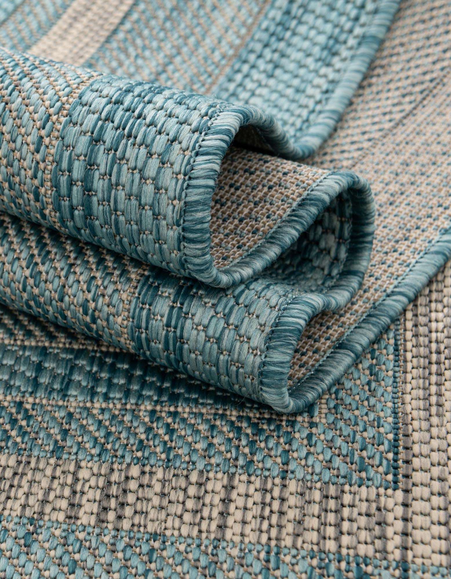 Terrace Fringe Collection Area Rug - Veranda (Aquamarine)