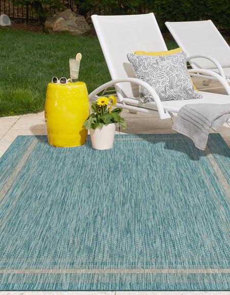 Terrace Fringe Collection Area Rug - Veranda (Aquamarine)