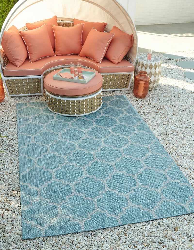 Garden Lattice Oasis Collection Area Rug - Arbor (Aquamarine) Rectangle Aquamarine  lifestyle 0