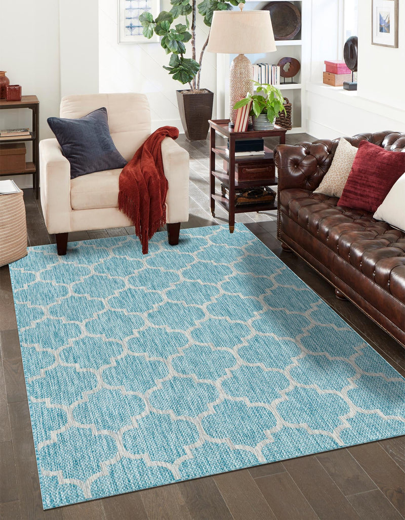 Garden Lattice Oasis Collection Area Rug - Arbor (Aquamarine) Rectangle Aquamarine  lifestyle 10